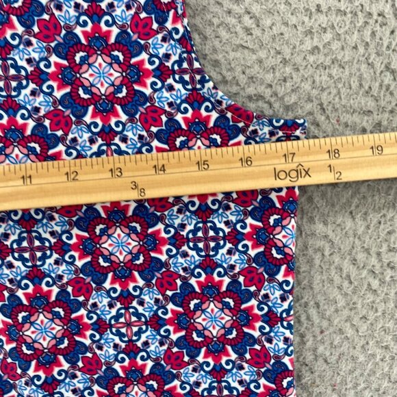 Talbots Dress Womens Petite Blue Red Floral T Shirt Shift Notch Neck Sleeveless - Picture 6 of 8